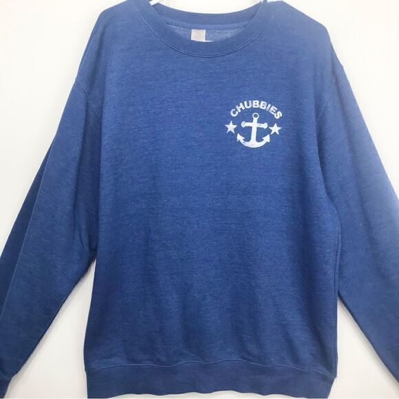 Chubbies Blue Pullover Anchor Nautical Preppy Retro Fade Sweatshirt - Picture 1 of 12